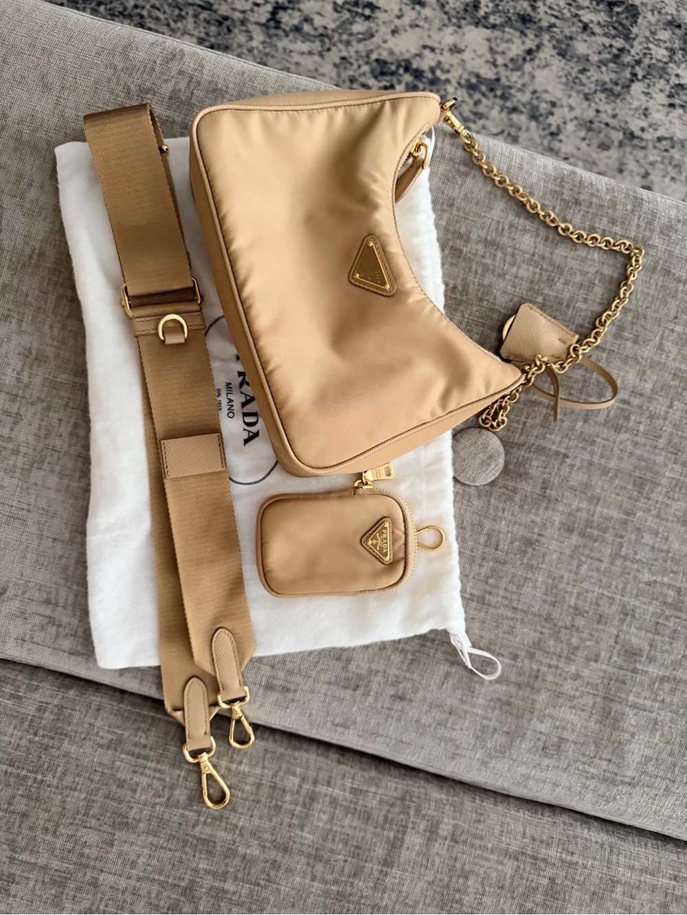 Prada Re-Edition 2005 Re-Nylon Shoulder Bag in Camel - Picture 4 of 8